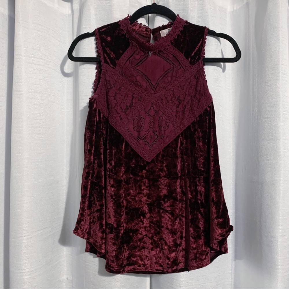 Altar’d State Red Crushed Velvet Tank Top